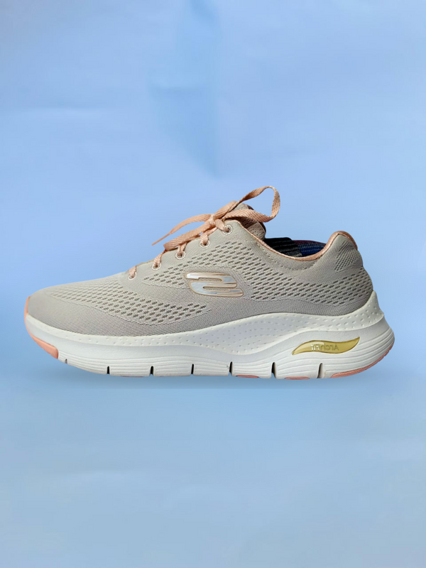 Skechers Women's Arch Fit Comfort Shoe in Taupe & Rose Gold