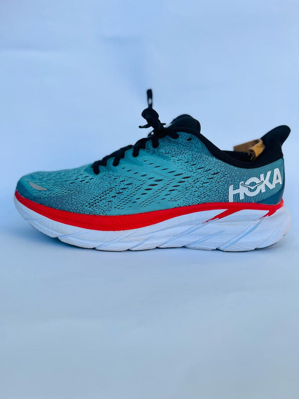 Hoka Clifton Running Shoe in Teal & Red
